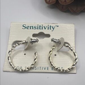 Silver Twisted Hoop Earrings